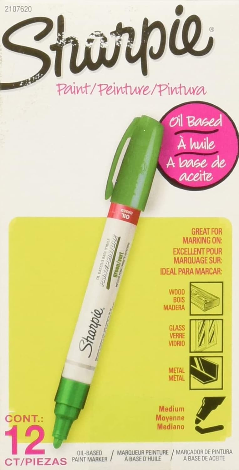 Sharpie 2107620 Oil-Based Paint Markers, Medium Tip, 12-Pack, Green