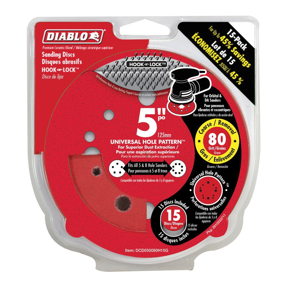 DIABLO Diablo DCD050080H15G Sanding Disc 5 in. 15-Pack 59KC97