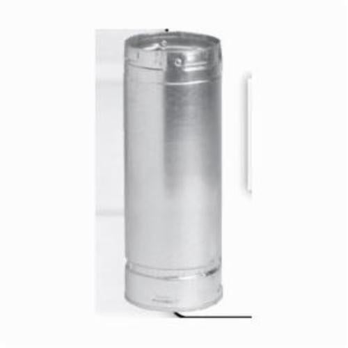 Metal-Fab 4M12 Type B Double Wall Round Gas Vent Pipe, 4 in Dia x 12 in L x 1/4 in THK, Aluminum