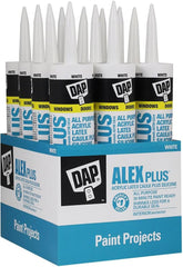 DAP 18152 Alex Plus Acrylic Latex Caulk Plus Silicone 10.1 oz White 12 Pack