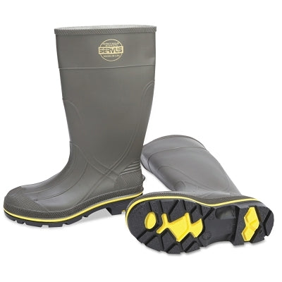 Servus 75101-120 Pro Knee-Length PVC Boot with Steel Toe Size 12 15 in H Gray/Yellow/Black