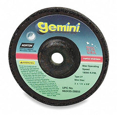 Norton 66252843591 Gemini Depressed Center Abrasive Wheel Type 27 Aluminium Oxide 4-1/2 Inches x 1/8 Inches Thickness 7/8 Inches Arbor Pack of 25