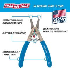 Channellock 927 Snap Ring Plier 8 Inch Replaceable Tip