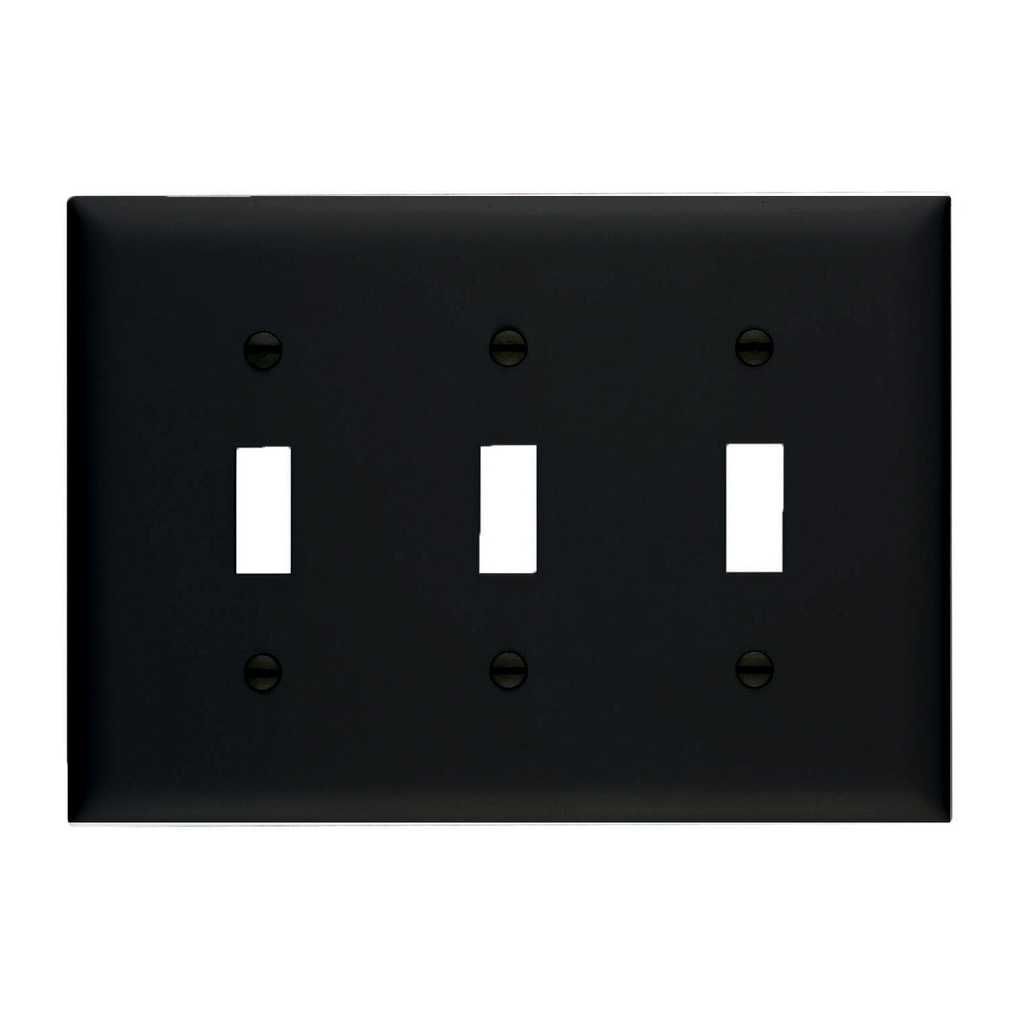 Pass & Seymour TP3BK 3Gang Wall Plate, Toggle Switch, Nylon, Standard - Black