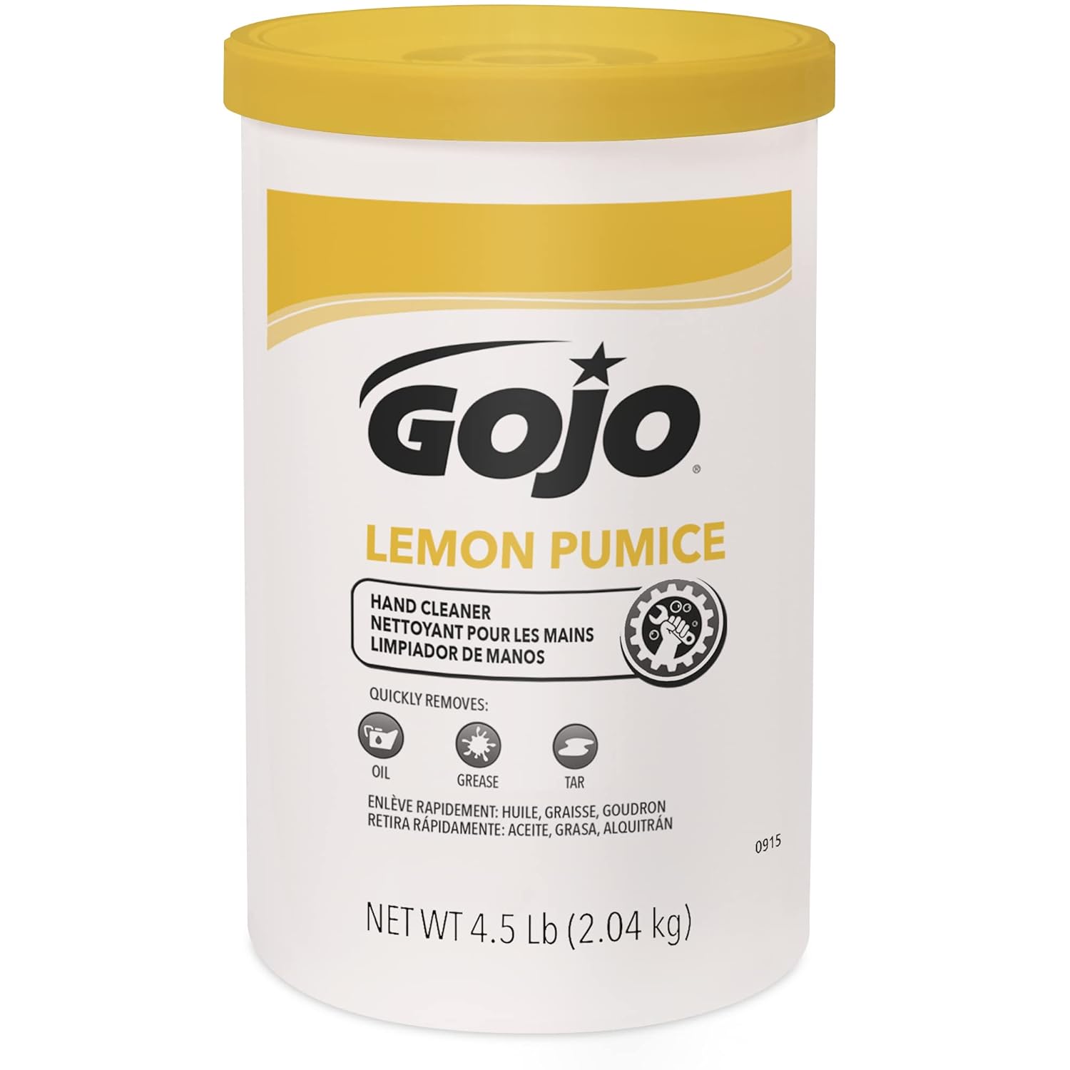 Gojo 0915-06 Crème-Style Hand Cleaner with Pumice, Lemon Scent, 4.5 Pounds Canister (Case of 6)