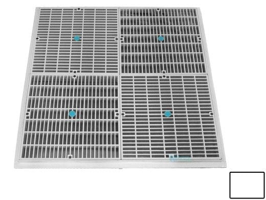 AquaStar 24101 Drain Grate 4x12 Sq with 24 Sq Frame Anti Entrap White