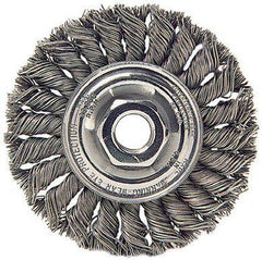 Weiler 13110 Standard Twist Knot Wire Wheel 014 Stainless Steel Fill 3/8-24 UNF Nut