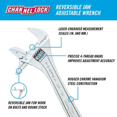 Channellock 810PW 10 Inch Reversible Jaw Adjustable Wrench