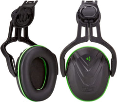 MSA 10190356 V-Gard Helmet Ear Defenders - Enhanced Comfort Hearing Protection Capsules with Helmet Mount for V-Gard Cap Style Hard Hats - Black/Green - Low Attenuation SNR: 28 dB