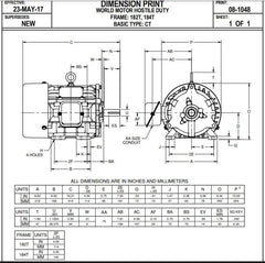 Nidec HD32P3E Electric Motor 1.5 hp 1200 RPM 182T Frame 230/460V TEFC