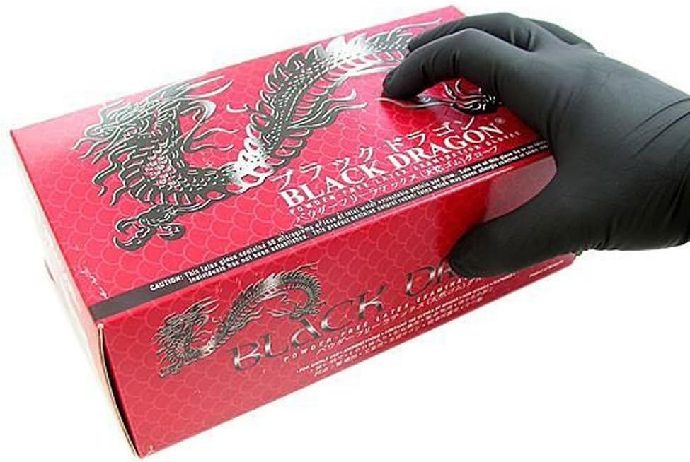 Microflex BD-1003-PF Black Dragon Powder Free Black Latex Gloves Large Box of 100