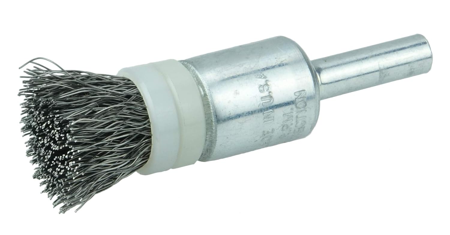 Weiler 11110 Wire Size 302 Stainless Steel Banded Solid End Stem-Mounted Crimped Wire End Brush