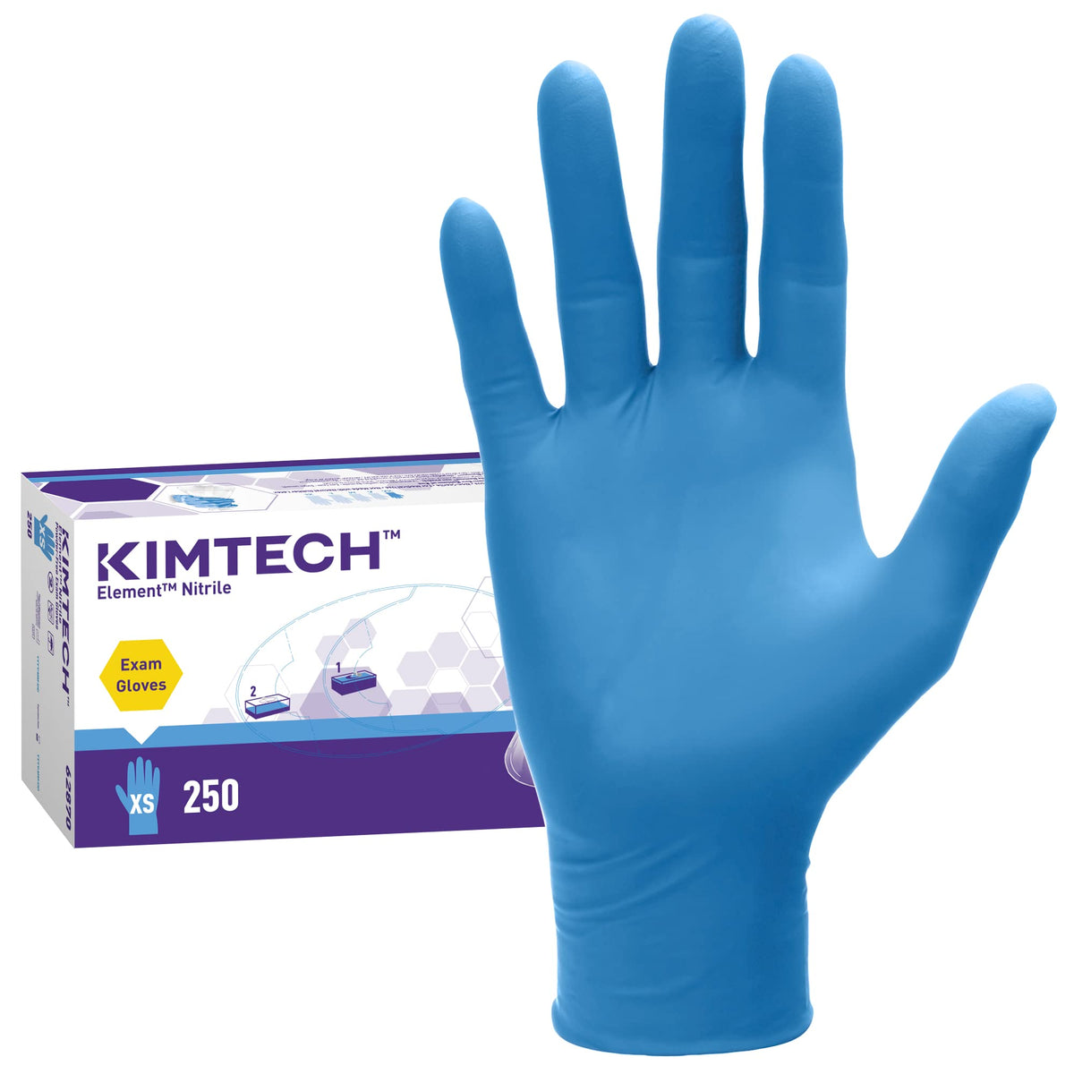 KIMTECH 62870 Element Nitrile Exam Gloves 3.2 Mil Ambidextrous 9.0 in X-Small 250 Box Blue