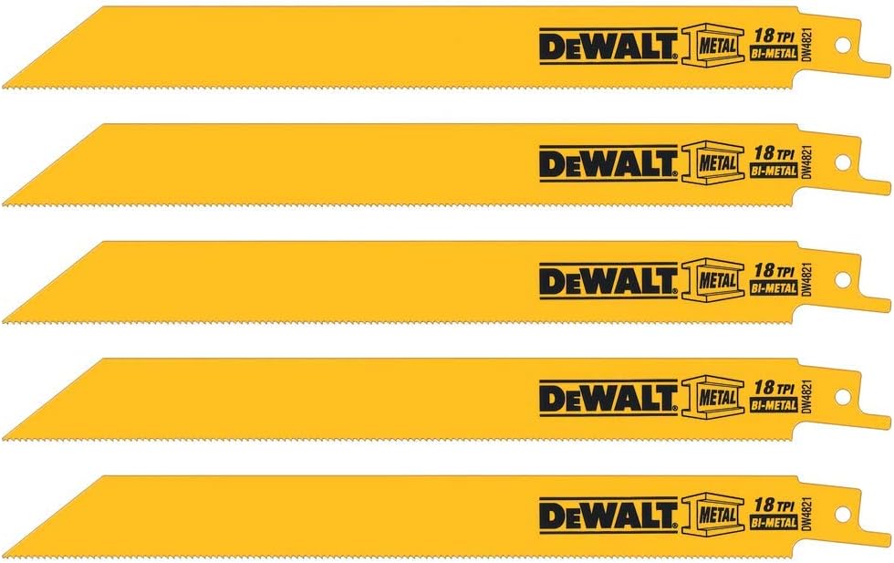 DeWalt DW4821 8 Inch 18 TPI Reciprocating Saw Blade 5-Pack