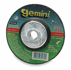 Norton 66252843593 Gemini Depressed Center Abrasive Wheel, 5/8-11 Hub, 4-1/2 Diameter x 1/4 Thickness (Pack of 10)