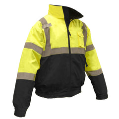 Radians SJ110B-3ZGS-XL Radwear XL Size Class-3 Polyester, Oxford Polyester and 300D Bomber Jacket, Hi-Viz Green