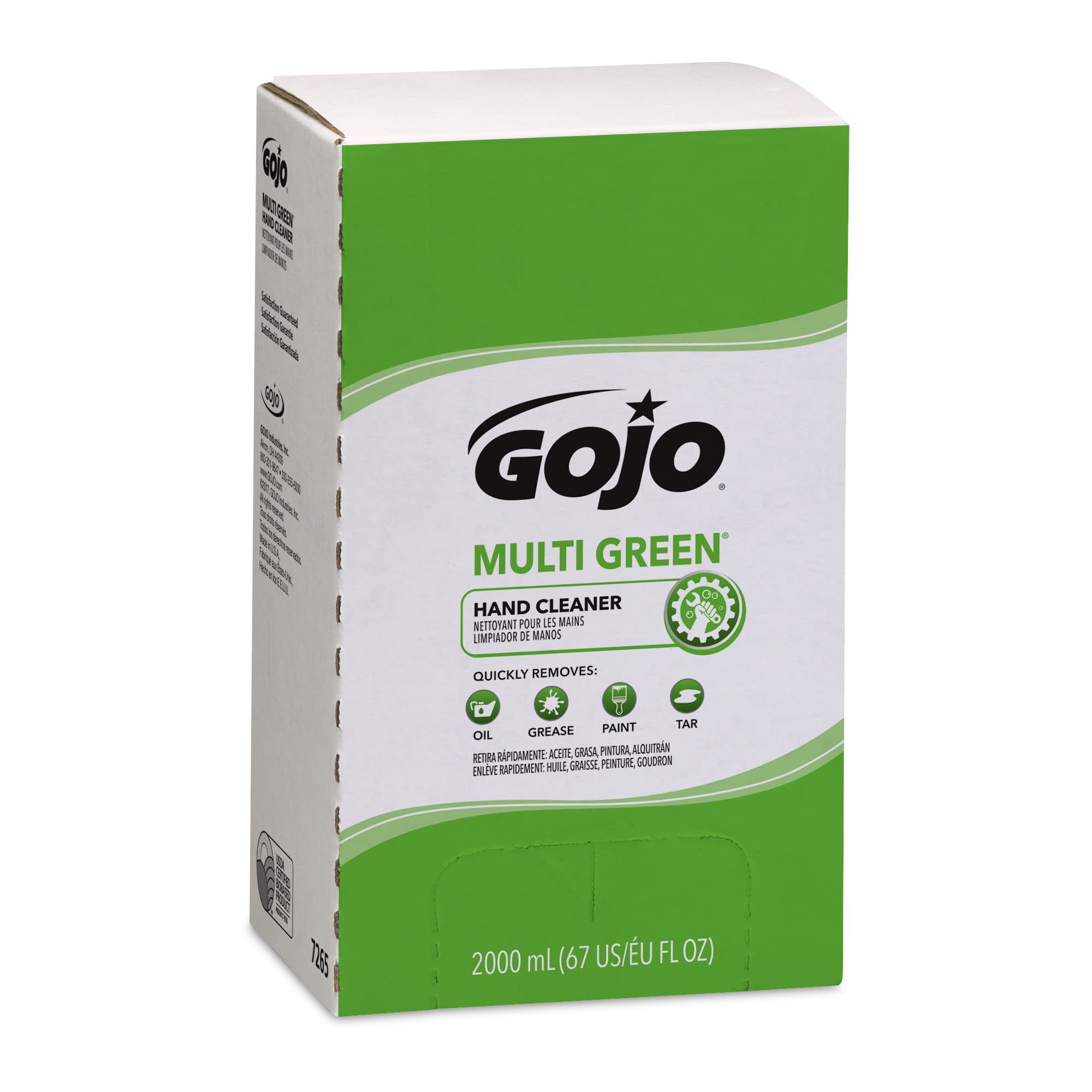 Gojo 7265-04 Multi Green Hand Cleaner, Citrus, 2,000 mL, Carton Of 4 Bottles