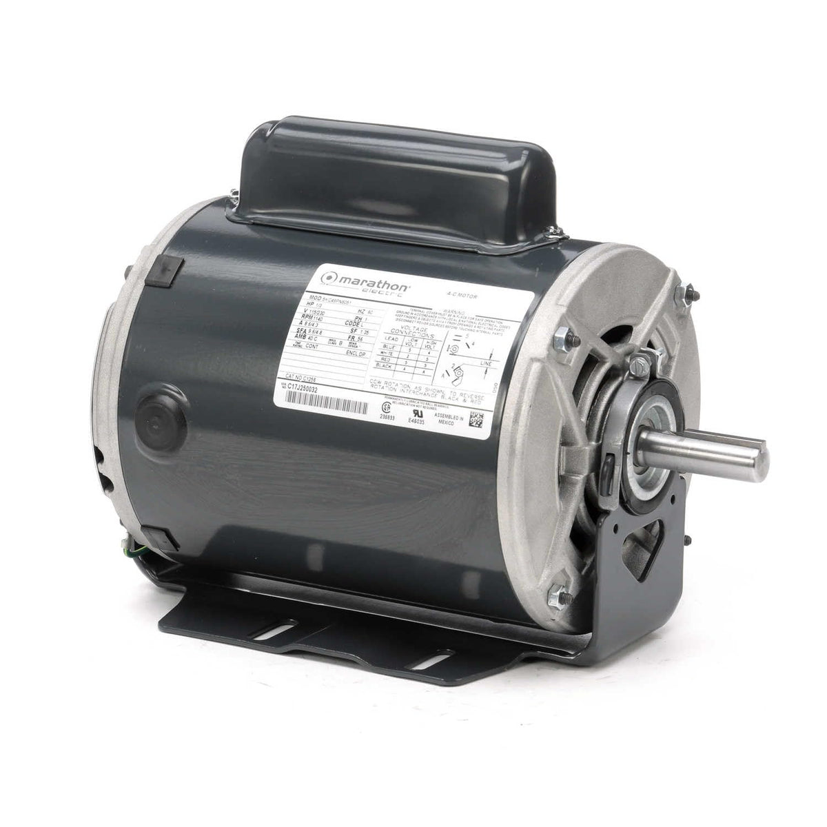 Marathon MC1258 General Purpose Motor 1/3 hp 1200 RPM 115/230 VAC Resilient Base