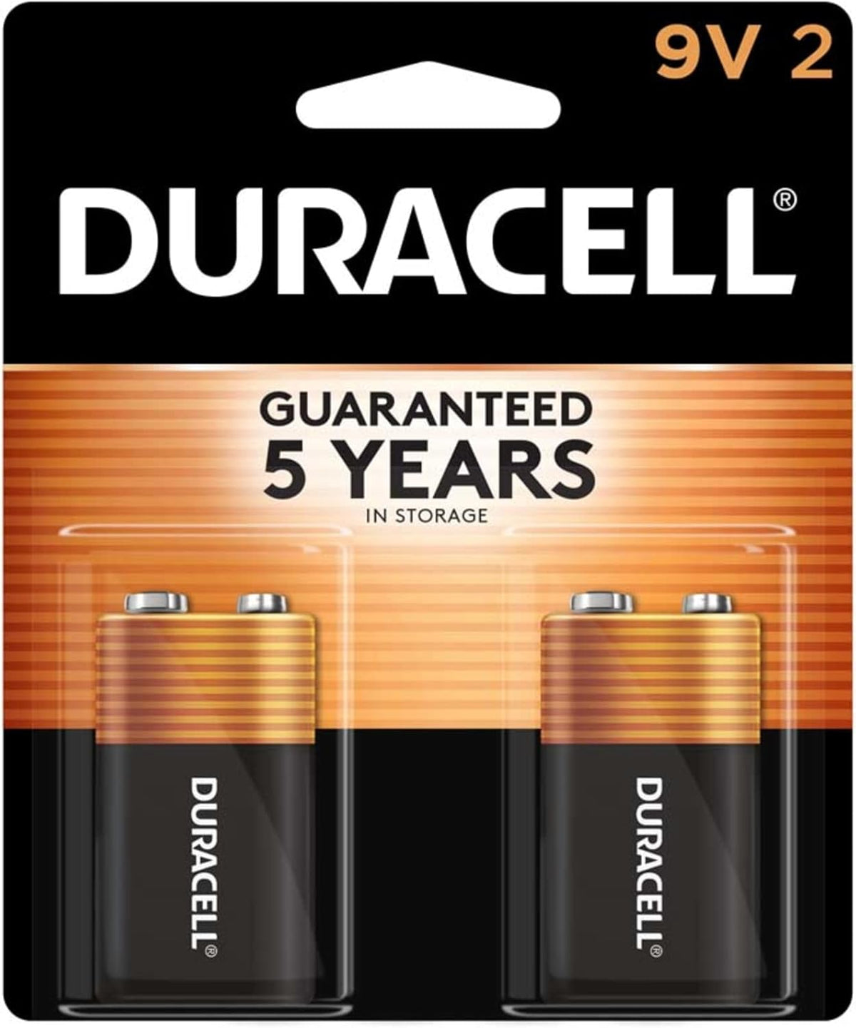 Duracell DURMN1604B2Z CopperTop 9V Alkaline Battery 2 Pack - Long Lasting Power