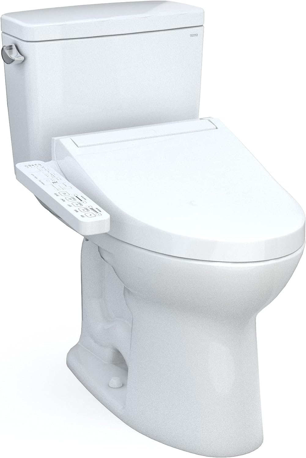 TOTO MW7763074CSFG.10#01 Drake WASHLET+ Two-Piece Elongated 1.6 GPF Universal Height TORNADO FLUSH Toilet with C2 Bidet Seat, 10 Inch Rough-In, Cotton White