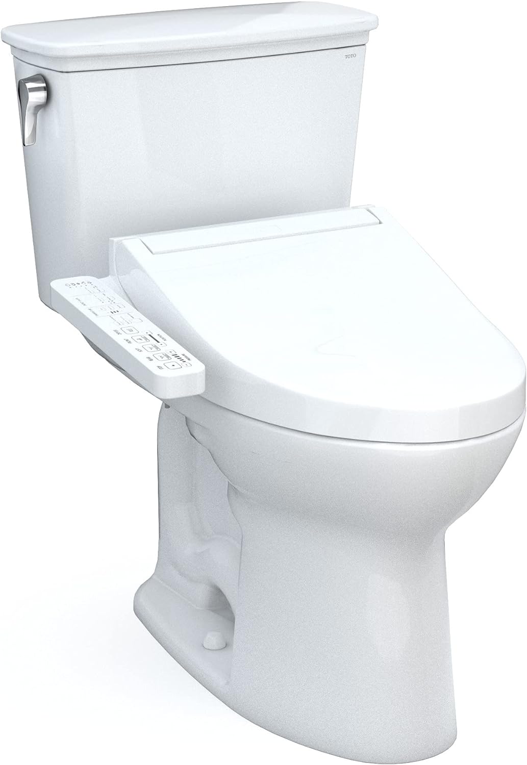 Toto MW7863074CEG#01 Drake Transitional WASHLET+ Elongated 1.28 GPF Tornado Flush Toilet with C2 Bidet Seat Cotton White