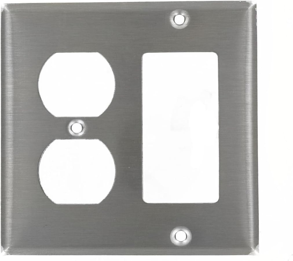 Leviton 84455-40 Combination Wallplate 2 Gang Standard Size 302 Stainless Steel