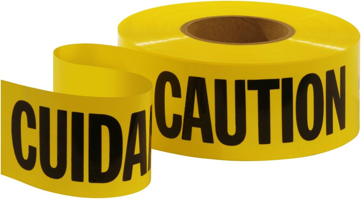 Empire Level 77-1002 Caution/Cuidado Tape Yellow with Black Ink 1000-Feet