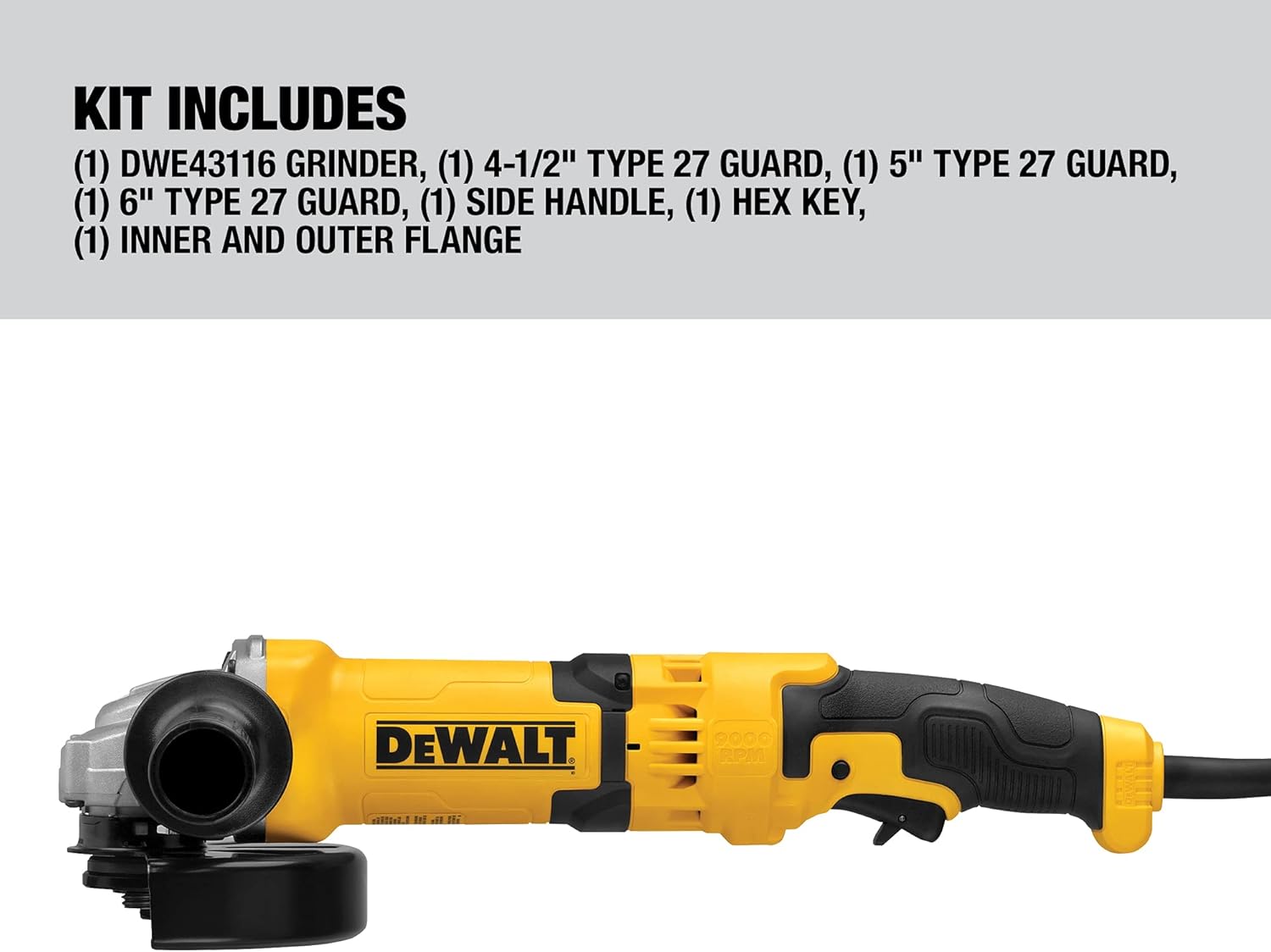 Dewalt DWE43116 Angle Grinder Tool 4-1/2 to 6-Inch Trigger Switch