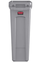 Rubbermaid FG354060GRAY Slim Jim Plastic Rectangular Trash/Garbage Can with Venting Channels 23 Gallon