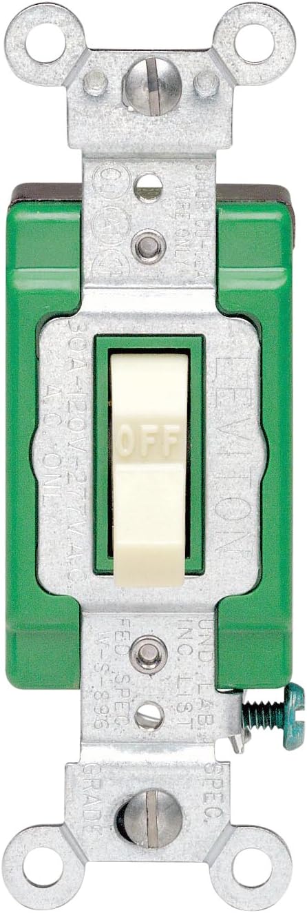 Leviton 3032-2I Toggle Double-Pole AC Quiet Switch 30 Amp 120/277 Volt