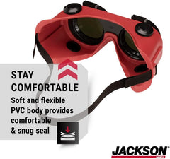 JACKSON SAFETY 15994 Jackson Safety Cutting Goggles - Anti Fog - Flip Up - 50mm Round - Tinted IRUV Shade 5 - for Welding - Fits Over Glasses