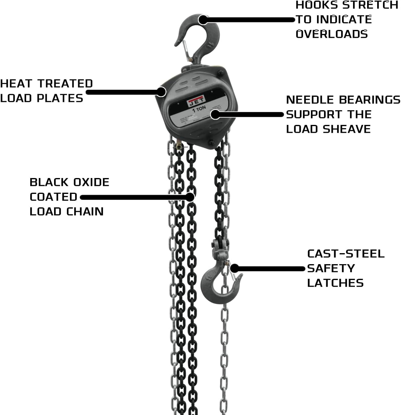 Jet 101910 Hand Chain Hoist 1 Ton 10 Ft Lift