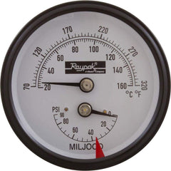 Raypak 007205F Temperature and Pressure Gauge 0-90 Psi