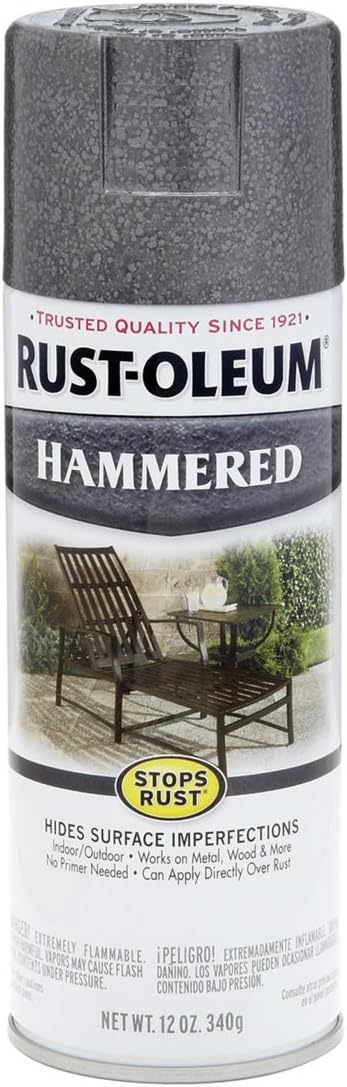 Rust-Oleum 7214830 Gray Hammered Enamel Aerosol Spray Paint - 12 Ounce Pack of 6