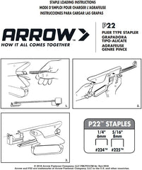 Arrow Fastener P22 Heavy Duty Handheld Plier Stapler for Crafts, Office, and Insulation, Uses 1/4-Inch and 5/16-Inch Staples