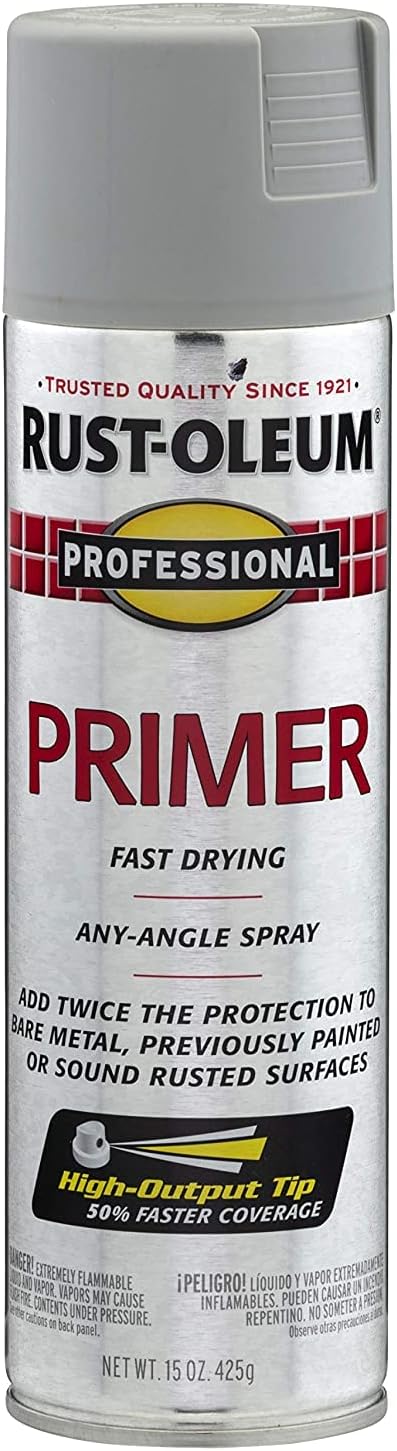 Rust-Oleum 7582838 Professional Primer Spray Paint 15 Ounce Flat Gray