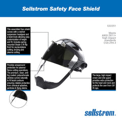 Sellstrom S32251 Safety Face Shield Plasma Flame Cutting Grinding Clear Anti-Fog Polycarbonate Window Shade 5 UV IR Flip Front Visor