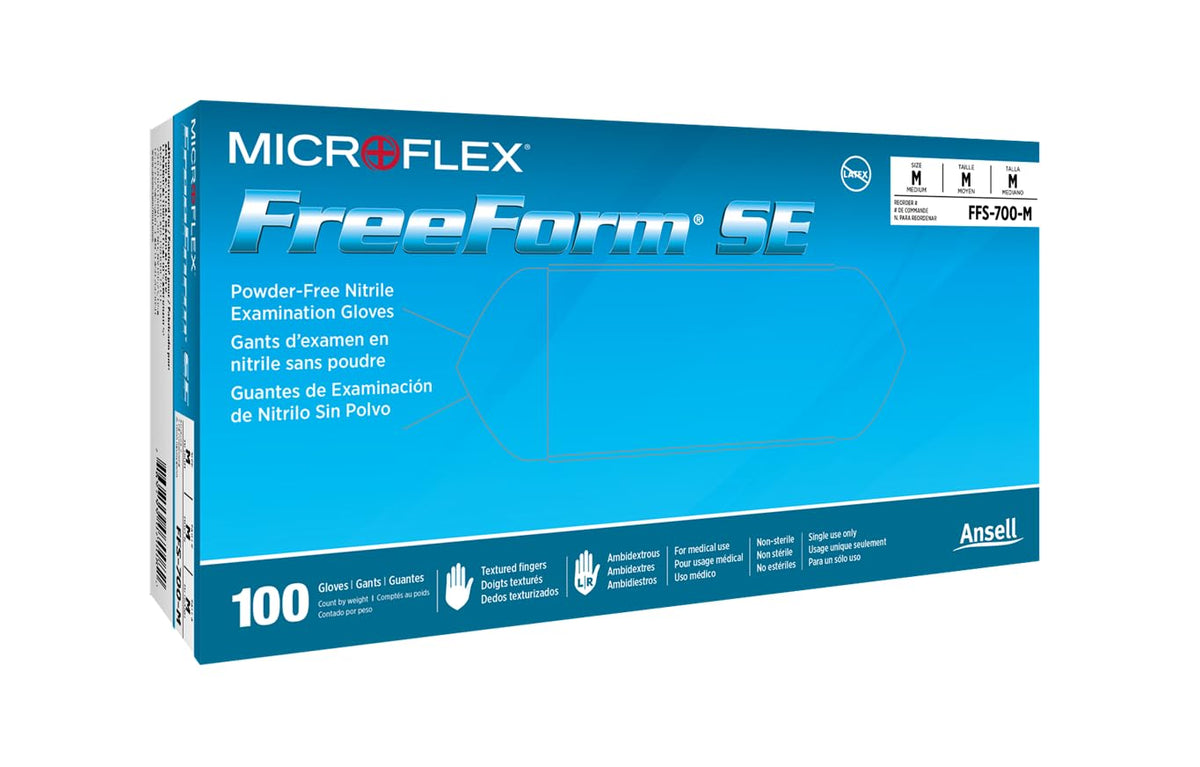 Microflex FFS-700-S Freeform SE Nitrile Exam Glove Powder-Free Small Pack of 100