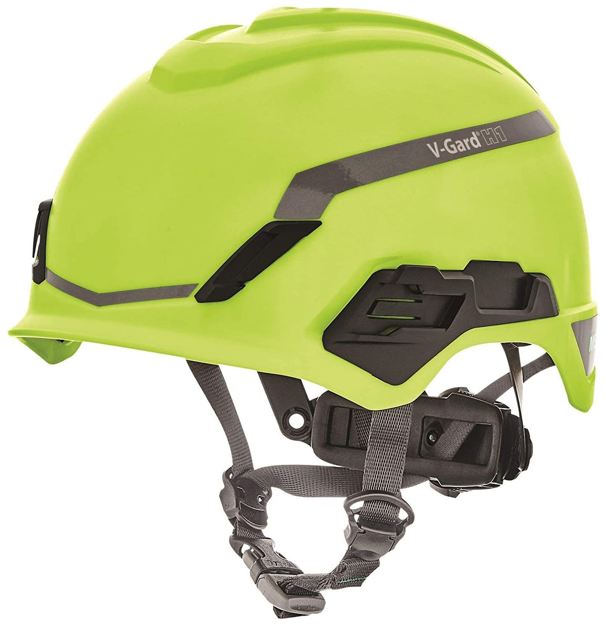 MSA 10194796 H1 V-Gard Helmet Fas-Trac III Ratchet Suspension Hi-Viz Yellow/Green