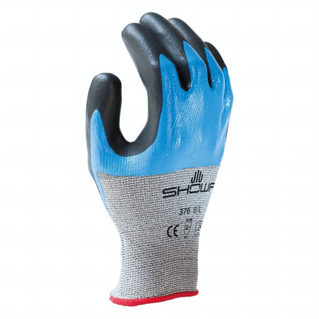 SHOWA 376XL-09 SHOWA 376 Foam Nitrile Palm Coated Glove with 3/4 Nitrile Undercoat X-Large Pack of 12 Pair