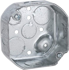 Raco 127 4 Octagon Box, 1-1/2 Inch Deep, 1/2 & 3/4 Inch Side Knockouts