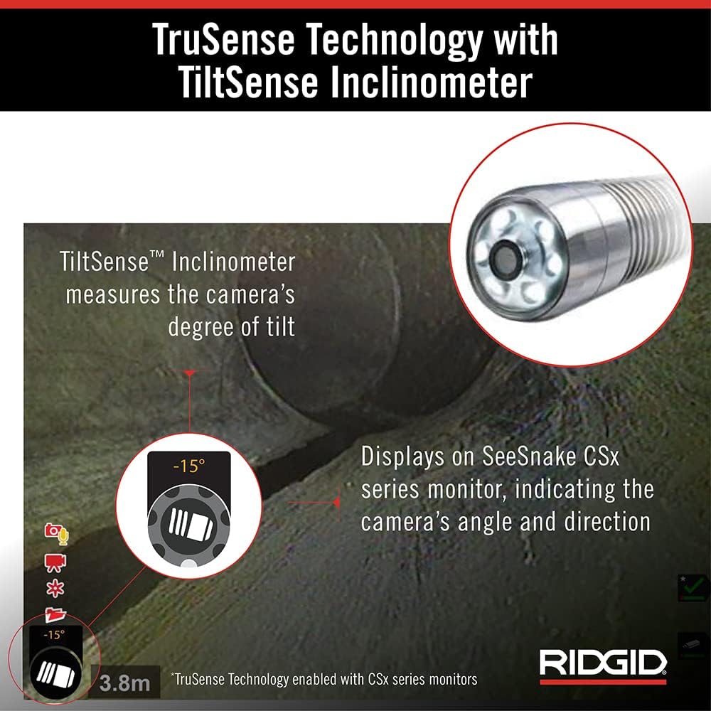 RIDGID 63628 200' Mini SeeSnake Self Leveling TruSense Sewer Camera Reel