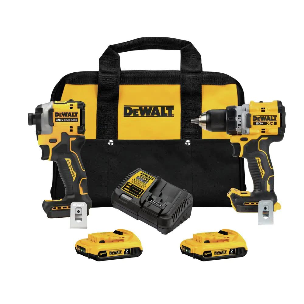 DEWALT DCK2051D2 20V MAX XR Brushless Lithium-Ion 1/2 in Cordless Drill Driver and Impact Driver Combo Kit with 2 Batteries