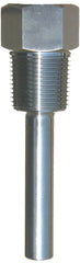 Trerice 3-4FA5 Thermowells for Industrial Thermometers, 3/4 NPT Connection, 3.5 Length, 1 Lagging Extension, 304 SS