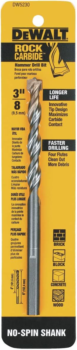 DeWalt DW5230 3/8-Inch x 6-Inch Carbide Hammer Drill Bit