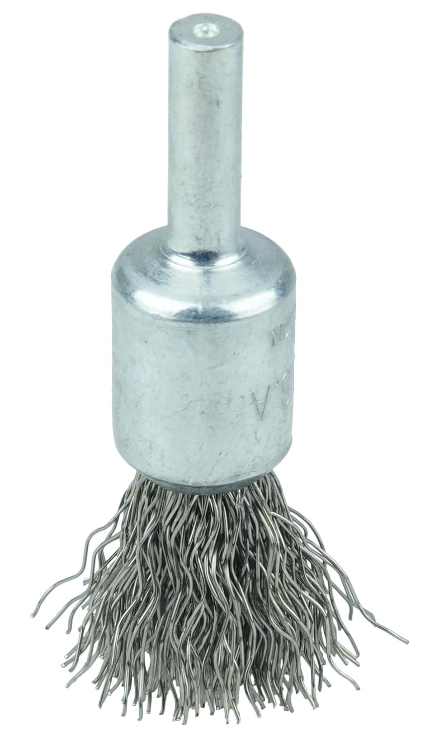 Weiler 10016 Crimped Wire End Brush .020 Stainless Steel Fill 1/2 Inch Diameter