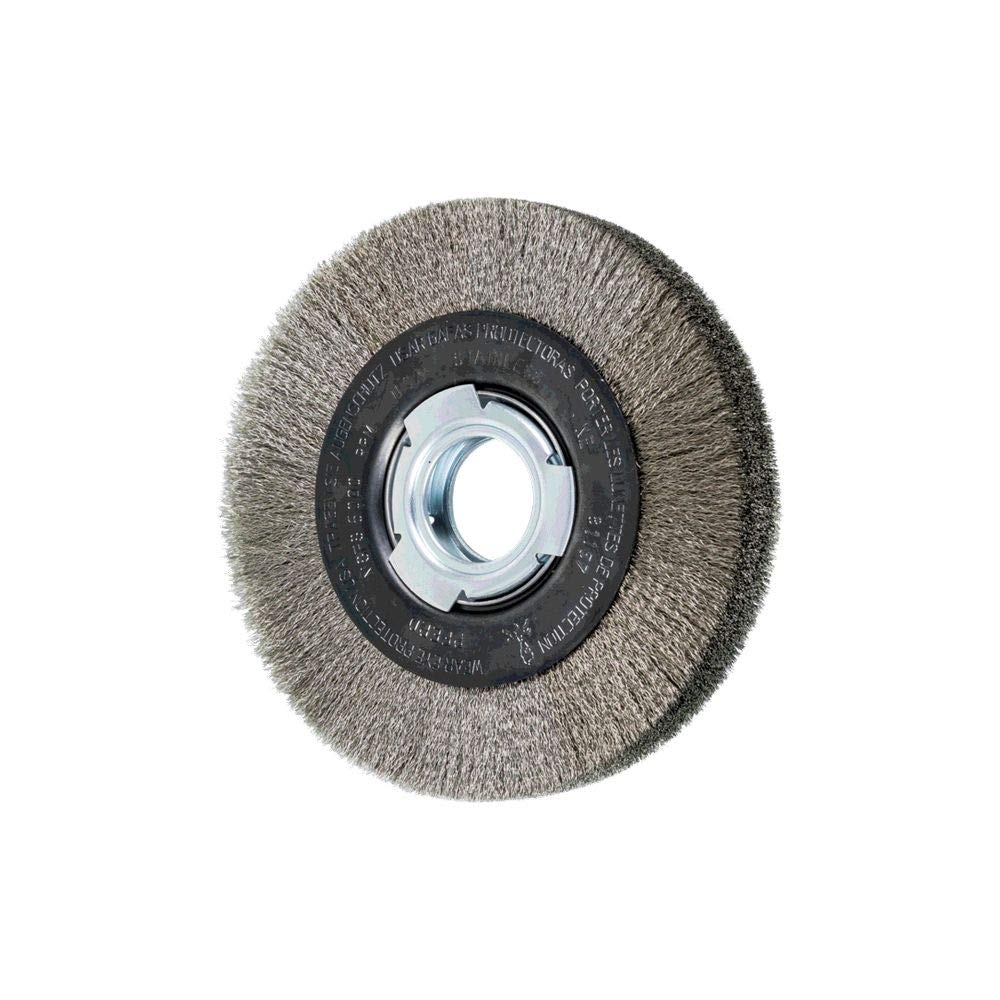 Pferd 81157 Medium Face Crimped Wheel Brush Stainless Steel Wire 6 Diameter 2 Arbor Hole