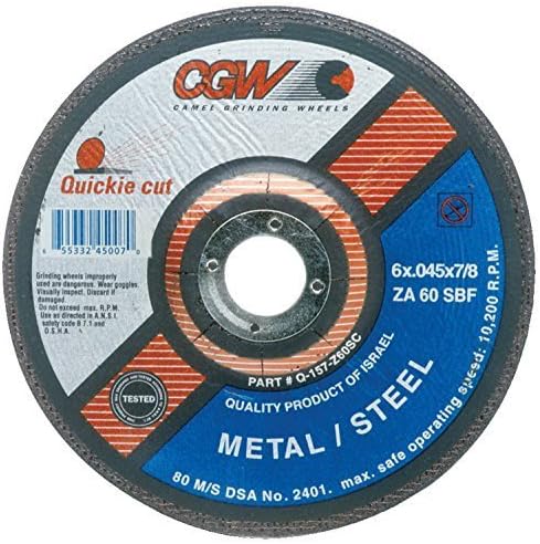 CGW Abrasives 45007 Quickie Cut Extra Thin Type 27 Cut-Off Wheel 6 in dia 25 Pack