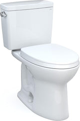 TOTO MS776124CSFG01 Drake Two-Piece Elongated 1.6 GPF Universal Height Tornado Flush Toilet with CEFIONTECT and SoftClose Seat Cotton White