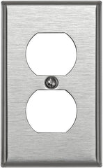 Leviton 84003 1-Gang Duplex Device Receptacle Wallplate, Standard Size, Device Mount, Stainless Steel